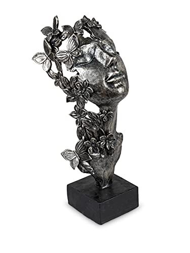 Lifestyle & More Exklusive Deko Büste Skulptur Dekofigur aus Kunststein in schwarz/Silber 15x32 cm von Lifestyle & More