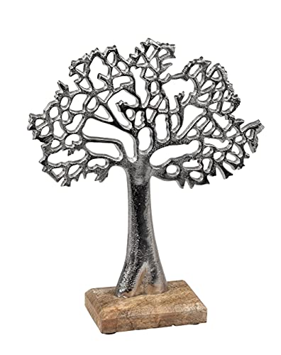 Lifestyle & More Moderne Skulptur Dekofigur Lebensbaum aus Manghoholz und Aluminium Höhe 27 cm von Lifestyle & More