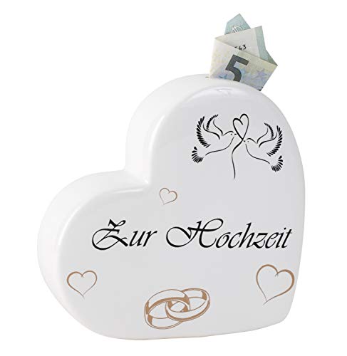 Lifestyle & More Moderne Spardose Sparschwein in Form eines Herzens für Hochzeit aus Keramik weiß 16x16 cm von Lifestyle & More