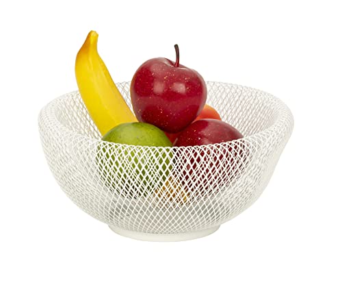 Lifestyle & More Moderner Obstkorb aus Metall, Weiß Obstschale doppelwandig, Obstaufbewahrungskorb, Multifunktionaler Obstkorb 25x13 cm von Lifestyle & More