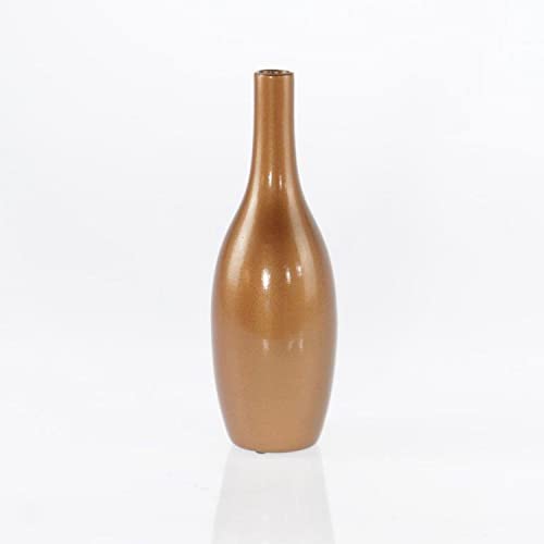 Lifestyle & More Moderne Dekovase Blumenvase Flaschenvase Vase aus Keramik Kupfer 11x32 cm von Lifestyle & More
