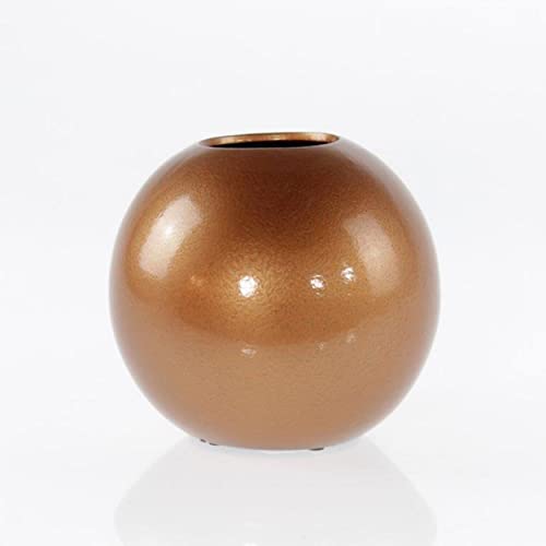 Moderne Dekovase Blumenvase Kugelvase Vase aus Keramik Kupfer Gold 20x20 cm von Lifestyle & More