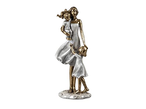 Lifestyle & More Moderne Skulptur Deko Figur Familie auf Sockel Silber/Gold 11x24 cm von Lifestyle & More