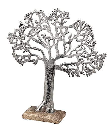 Lifestyle & More Moderne Skulptur Dekofigur Lebensbaum aus Manghoholz und Aluminium Höhe 34 cm von Lifestyle & More