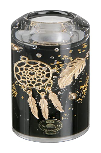 Teelichthalter inklusive Teelicht | Leuchter aus Glas Schwarz Gold Höhe 10,5 cm von Lifestyle & More