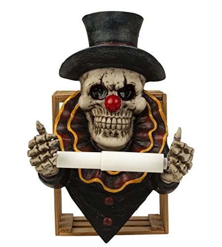 Totenkopf mit Zylinder & roter Clowns-Nase als Toilettenpapierhalter Toilettenrollenhalter aus Kunststein 22x31,5 cm von Lifestyle & More