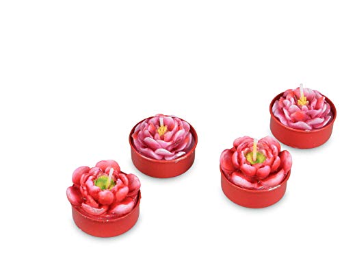 Wunderschöner Teelichtsatz Teelicht Kerzen in Form von Pfingstrosen rosa im 6er Pack Höhe 4 cm von Lifestyle & More