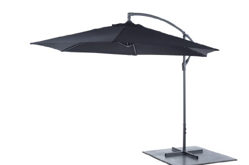 Lifetime Garden Schwebender Sonnenschirm mit Ständer - Längenverstellbar bis zu 3 Metern - Parasol - Verschiedene Winkel - Stahl - 300 x 300 x 245 CM - Schwarz von Lifetime Garden