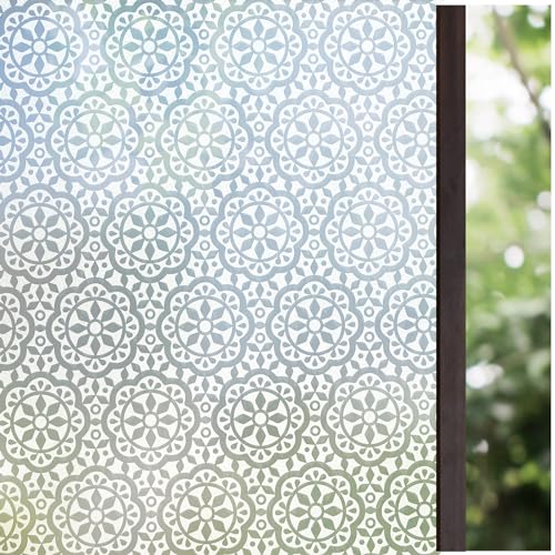 Lifetree Fensterfolie Blickdicht Sichtschutzfolie Selbsthaftende Dekofolie Privatsphäre Statisch haftenden Glasaufkleber Ohne Klebstoff Milchglasfolie für Zuhause und Büro Blumen 60 * 300 cm von Lifetree