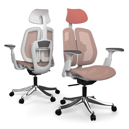 Liftor Active Ergonomischer Bürosessel: Verstellbarer Bürostuhl - Lendenstütze, dynamisches Sitzen, 3D Armlehnen, Ergonomischer Schreibtischstuhl für bis zu 185cm und 150 kg (Mesh, Rosa) von Liftor