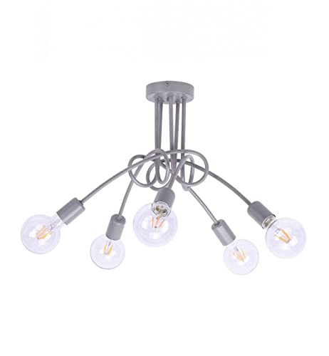 Light-Home Edison Deckenbeleuchtung Lampen Deckenlampen - Deckenlampe Industrial für Wohnzimmer Schlafzimmer und Esszimmer aus Metall - Pendelleuchte 5-Flammig - Zement von Light Home LH