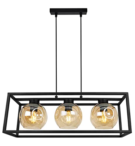 Light Home LHLight-Home Helix Cage Hängelampe - Deckenlampe für Wohnzimmer Schlafzimmer und Esszimmer- Pendelleuchte aus Metall und Glas - E27 - Honig - 3-Flammig von Light Home LH