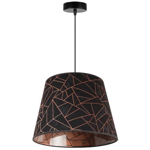 Light-Home Werona Lampenschirm Hängelampe Hängeleuchte - Deckenlampe Industrial für Wohnzimmer Schlafzimmer und Esszimmer - Pendelleuchte aus Metall mit Modern Lampenschirm - Schwarz-Kupfer - 26x35cm von Light Home LH