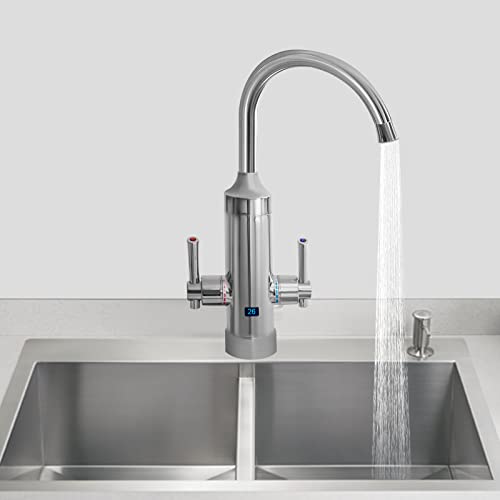 Elektrische Instant Warmwasser Wasserhahn Küche Schnelle Heizung Hahn Wasser Wasserhahn 220V Elektrischer Warmwasser Wasserhahn mit LED Digitalanzeige und Schlauch Enthalten von Lightakai