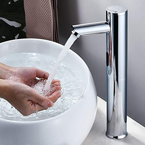 Infrarot Sensor Wasserhahn, 20CM/32CM Automatisch Wasserhahn Infrarot Sensor Touchless Messing Waschtischarmatur Kaltwasser Geeignet für Badezimmer,Toilette, Küche, Hotel, usw (20CM) von Lightakai