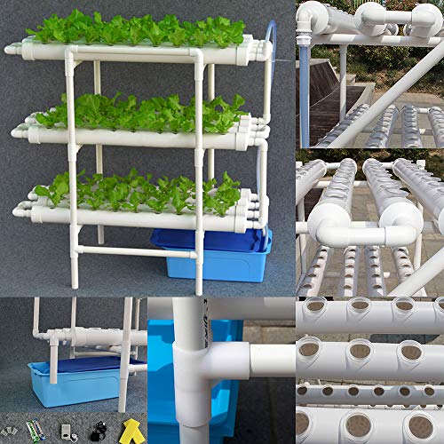 Lightakai Hydroponic System, 108 Löcher 12 Rohre, 3 Schichten PVC-U Wasserkulturgärten Grow Set mit Wasserpumpe für Hydroponische, Erdlose Pflanzenanbau-Systeme von Lightakai