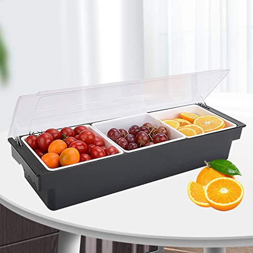 Lightakai Zutatenbehälter mit 3 Fächer, Multifunktional ABS-Kunststoff Obstschachtel mit Transparent Deckel für Küche, Esszimmer, Bar von Lightakai