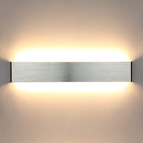 Lightess 20W 50CM Wandleuchte Innen LED Beleuchtung Treppenhaus Innen Moderne Wandlampe Silber mit Up Down Licht IP44 aus reinem Aluminium für Wohnzimmer Schlafzimmer Flur, Warmweiss, von Lightess