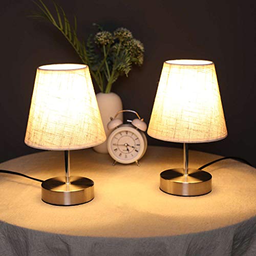 Lightess Dimmbare Nachttischlampe 2er Set Tischlampe Touch Dimmbar Tischleuchte Modern Retro mit E14 Warmweiss für Wohnzimmer Schlafzimmer Tisch mit EU Stecker von Lightess