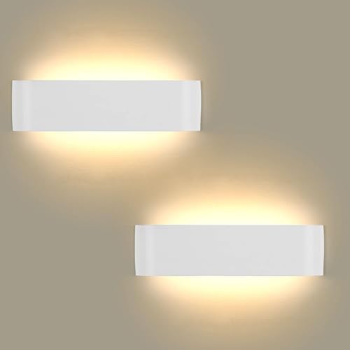 Lightess 2er Wandlampen LED Innen Modern Wandleuchten Weiss Up Down Licht Wandbeleuchtung Warmweiss Treppenhuas Beleuchtung 16W IP44 für Wohnzimmer Schlafzimmer Flur Treppen usw, aus Aluminium von Lightess