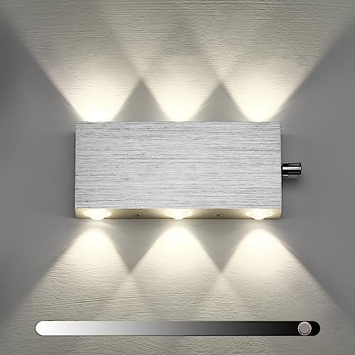 Lightess Dimmbare LED Wandleuchte Innen Wandlampe mit Schalter Modern Up and Down aus Aluminium modern Flurlampe Wandbeleuchtung für Wohnzimmer Schlafzimmer Lampe, Neutralweiß von Lightess