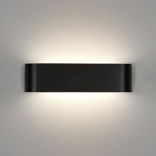 Lightess 16W Wandlampe LED Innen Modern Wandleuchte Schwarz Up Down Licht Wandbeleuchtung Neutralweiß Treppenhuas Beleuchtung IP44 Flurlampe für Wohnzimmer Schlafzimmer Flur usw, aus Aluminium von Lightess