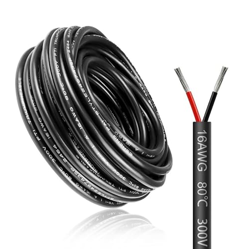 30 Meter 16AWG 2x1,5mm² Elektrischer Draht, 2 Adrig Kabel 5V/12V/24V Stromkabel Verzinntes Kupferkabel，Flexibel und Weich Niedrige Impedanz Hohe Temperaturbeständigkeit Verlängerungskabel von LightingWill