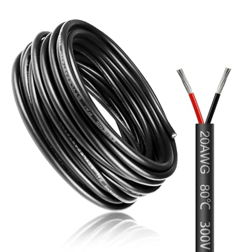 30 Meter 20AWG 2x0,5mm² Elektrischer Draht, 2 Adrig Kabel 5V/12V/24V Stromkabel Verzinntes Kupferkabel，Flexibel und Weich Niedrige Impedanz Hohe Temperaturbeständigkeit Verlängerungskabel von LightingWill