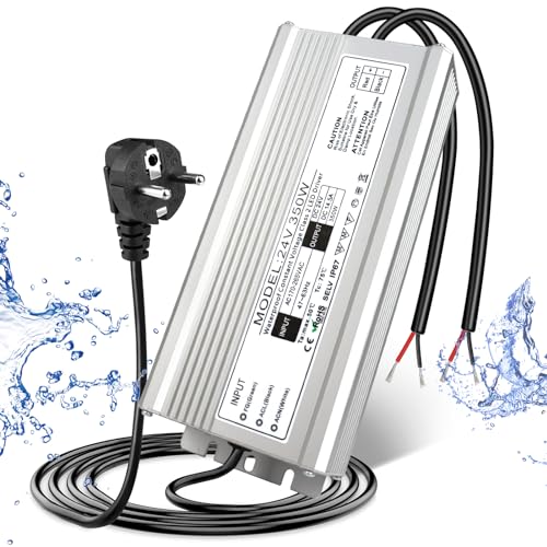 LED Trafo 24V 350W IP67, Outdoor Wasserdicht Transformator mit Stecker, LED Netzteil Treiber 230V auf DC 24 Volt Adapter, LED Driver Außen für LED-Streifen Lampen Strahler Lichtbänder von LightingWill