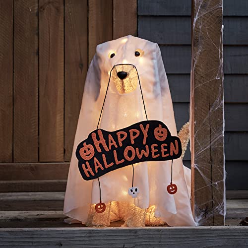 Lights4fun 50er LED Labrador Halloween Deko Außen Halloween Figur Geisterhund von Lights4fun