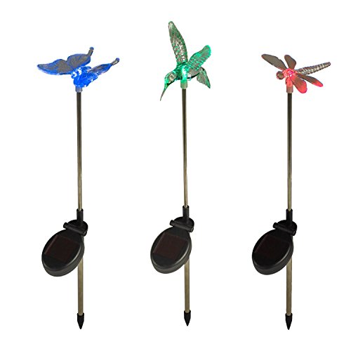 Lights4fun 6er Set Solar Stableuchten Gartendeko Libelle Kolibri Schmetterling von Lights4fun