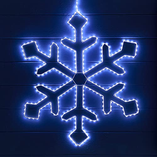 Lights4fun LED Schneeflocke Weihnachtsdeko zum Aufhängen Gartenbeleuchtung strombetrieben Gartendeko Weihnachtsbeleuchtung Außen von Lights4fun