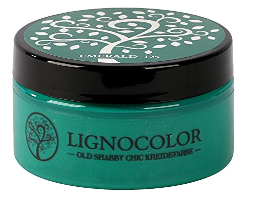 Lignocolor 100ml Kreidefarbe (Emerald) Shabby Chic Lack Landhaus Stil Vintage Look Chalky finish von Lignocolor