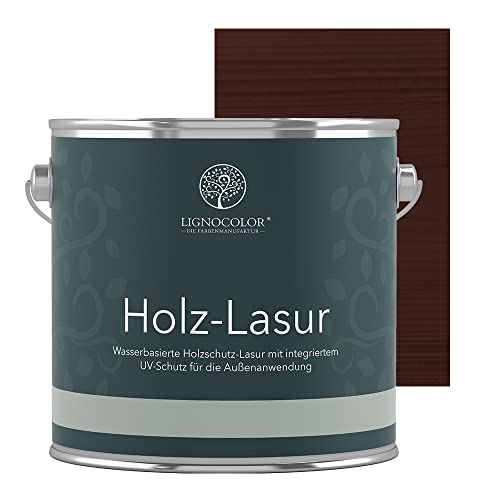 Lignocolor® Holzlasur (2,5L Mahagoni) Holzschutzlasur für Außen & Innen Wasserbasis – Andere Farbtöne verfügbar von Lignocolor
