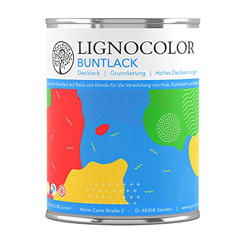 Lignocolor Buntlack glänzend | Möbelfarbe für Innen (750 ml, Anthrazit Grau glänzend) | hochdeckend für Holz, Metall, Kunststoff & Kinderspielzeug von Lignocolor