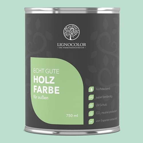 Lignocolor Holzfarbe Außen matt | wetterfeste Farbe für den Außenbereich (Mint matt, 750ml) | hochdeckend & hochbeständig von Lignocolor