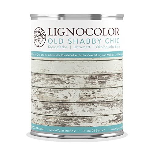 Lignocolor Kreidefarbe Shabby Chic Lack Landhaus Stil Vintage Look Chalky 1kg (Old Green 248) von Lignocolor