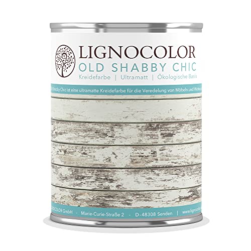 Lignocolor Kreidefarbe Shabby Chic Lack Landhaus Stil Vintage Look Chalky 1kg (Shades 005) von Lignocolor