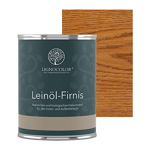 Lignocolor Leinölfirnis | Holzöl für den Innen- und Außenbereich | natürlicher Holzschutz (750ml, Teak) von Lignocolor