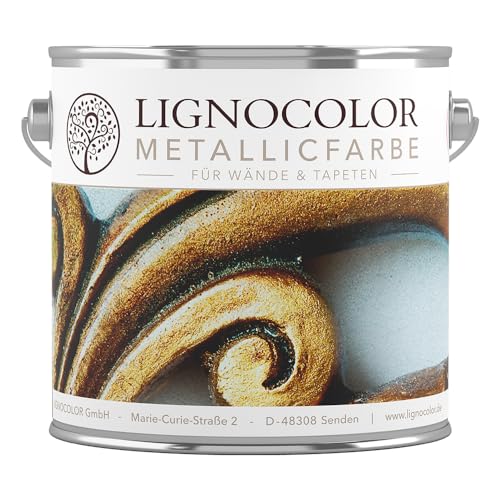 Lignocolor Metallic Wandfarbe| effektvoll glänzende Metallicfarbe für Wände, Tapeten uvm. | viele Farbtöne verfügbar (Celtic Bronze, 2,5 L) von Lignocolor