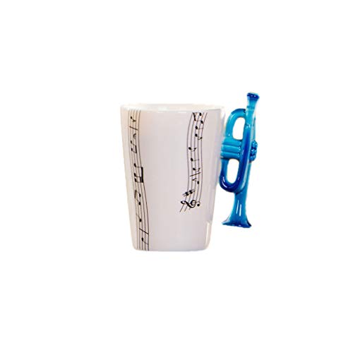 Lijun Blaue Trompete Tasse Musik Note Kaffeetassen Keramik Trompete Musik Tasse Tasse Geschenke von Lijun