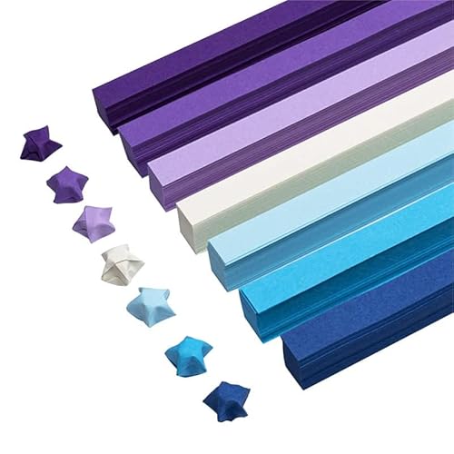 Lilbitty 1080 Stück Stern-Origami-Blätter, Blau Lila Farbverlauf-Sternpapierstreifen, doppelseitige Origami-Glückssterne, geeignet für Bastelarbeiten (Blau Lila) von Lilbitty