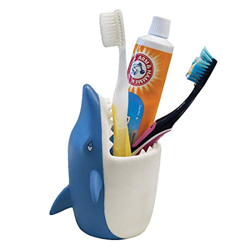 Lily's Home Fun Zahnbürstenhalter für Kinder – Kinder-Badezimmer-Organizer für Zahnpasta und Zahnbürsten. Auch ideal für Stifte, Bleistifte und Marker hai von Lily's Home