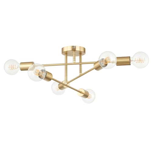 Lindby Deckenlampe 'Aloria' (Modern) in Gold/Messing aus Metall u.a. für Wohnzimmer & Esszimmer (6 flammig, E27) - Deckenleuchte, Lampe, Wohnzimmerlampe von Lindby