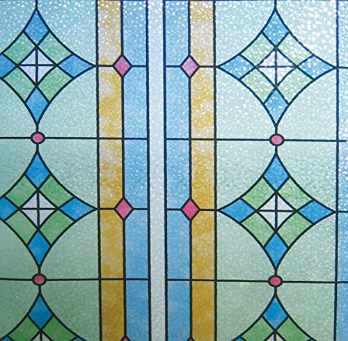 LINEA Fix Dekorfolie Buntglasdekor statische Fensterfolie GE-4603 92 x 150 cm von Linea Hogar Deco SL