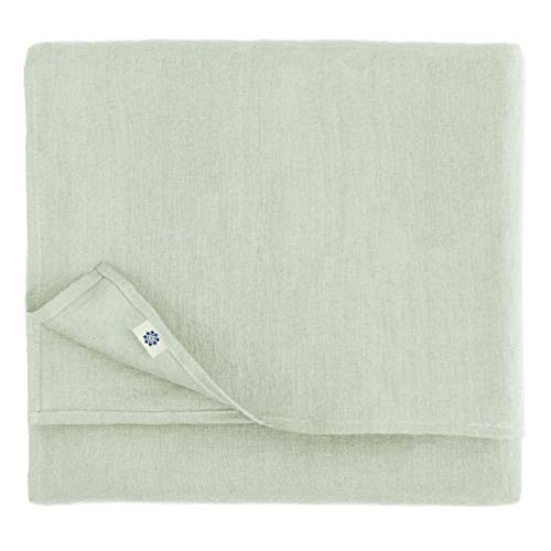 Linen & Cotton Tischdecke Stoff Tischtuch Tischwäsche Hygge -100% Leinen, Hellgrau/Grau (100 x 100 cm) Mitteldecke Klein Quadratisch für Home Küche Couchtisch Tuch Dekoration Cafe von Linen & Cotton