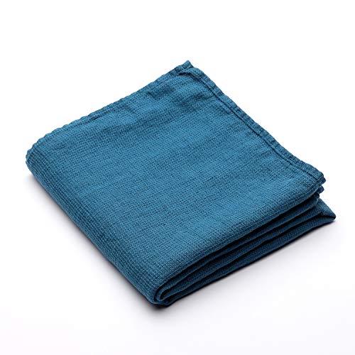 LinenMe Handtuch gewaschenes Waffelmeerblau, 100 x 160 cm, Badetuch, europäisches Leinen, maschinenwaschbar, super saugfähig, 100% von LinenMe
