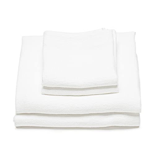Leinen Badetuch und Handtücher Washed Wafer Optischen weiß 2 Handtücher und 2 Handtücher, Badetuch, europäisches Leinen, Maschinenwäsche, Super saugfähig von LinenMe