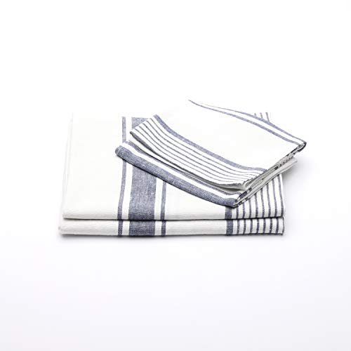 LinenMe 0873501 Set Tuscany Indigo Weiß, 2 große Handtücher, Made in Europa, Badetuch, europäisches Leinen, maschinenwaschbar, super saugfähig, 2 Handtücher und 2 Handtücher von LinenMe