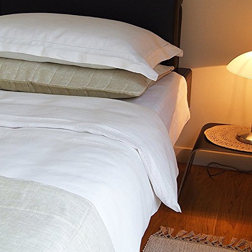 LinenMe Bettbezug Grauweiß mit Hohlsaum, Weiß, Twin (155 x 200 cm) von LinenMe